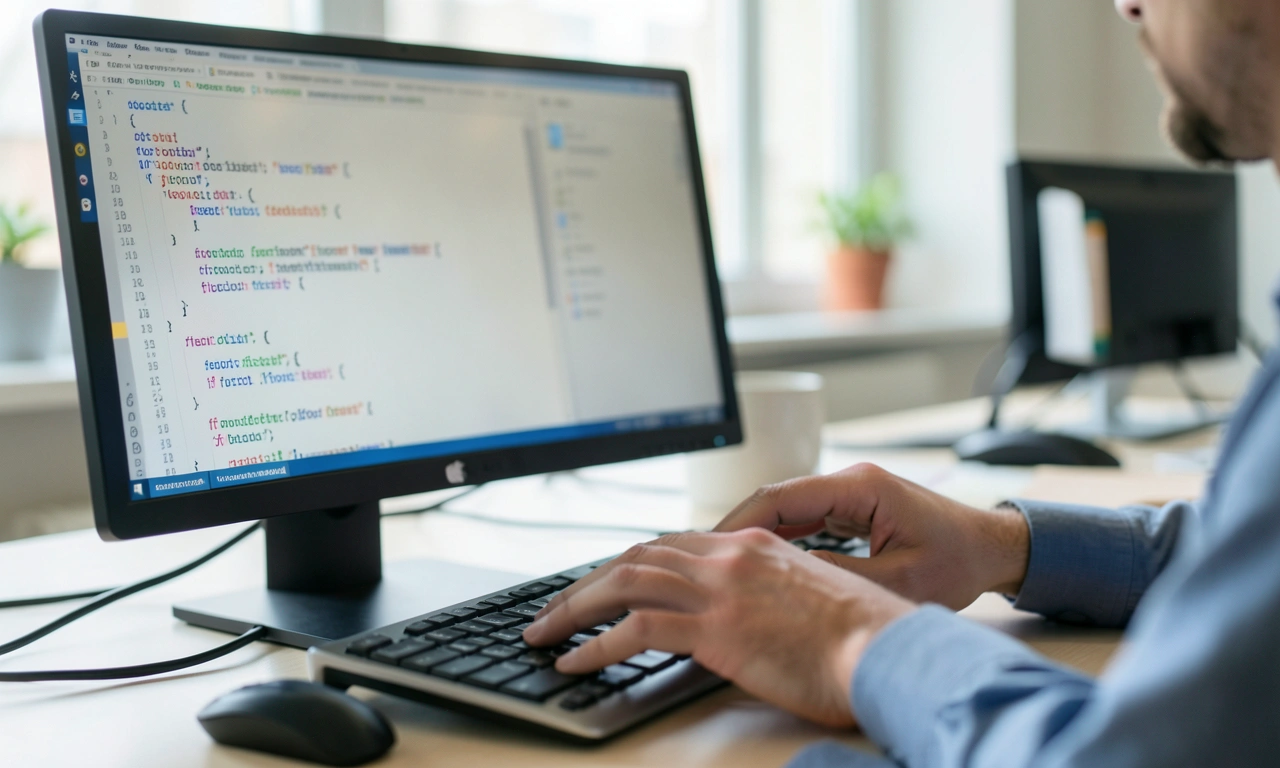 Two developers reviewing a side-by-side diff during a code review